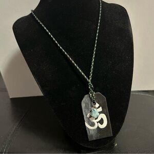 OM sign hand painted and blue stone neckless